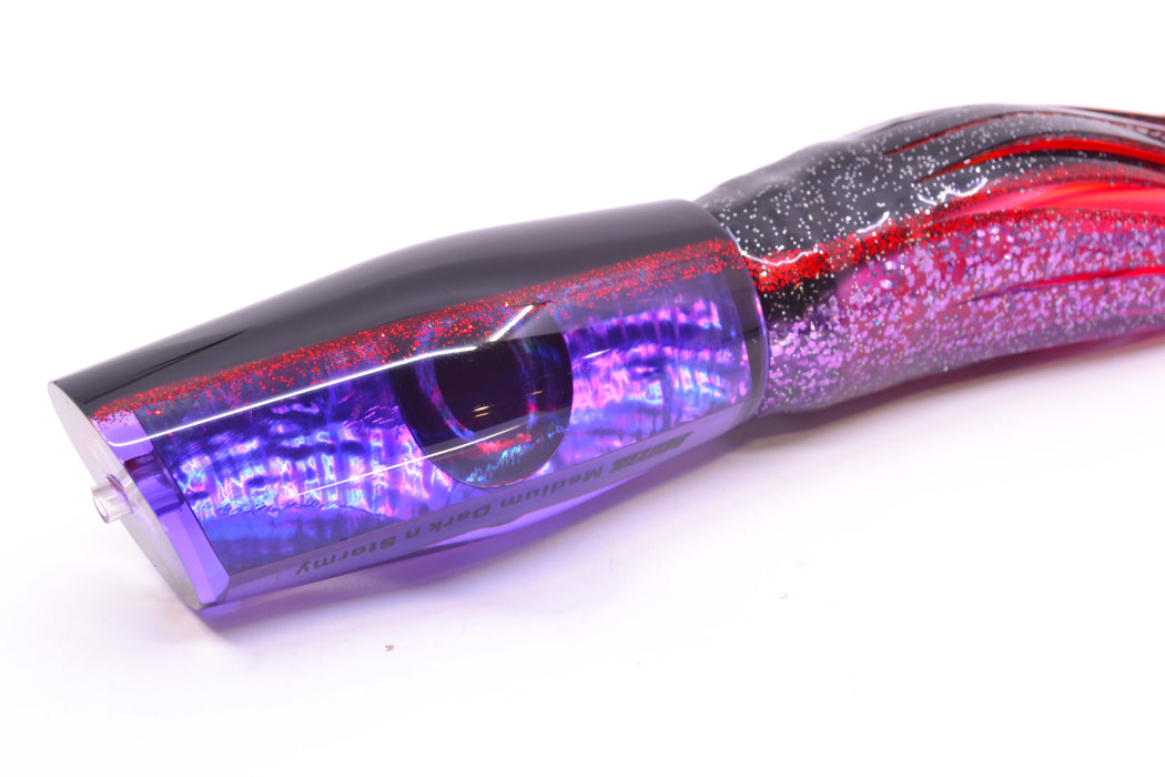 Moyes Lures Purple Awabi Black-Red Back Medium Dark-N-Stormy 12" 8.5oz Skirted