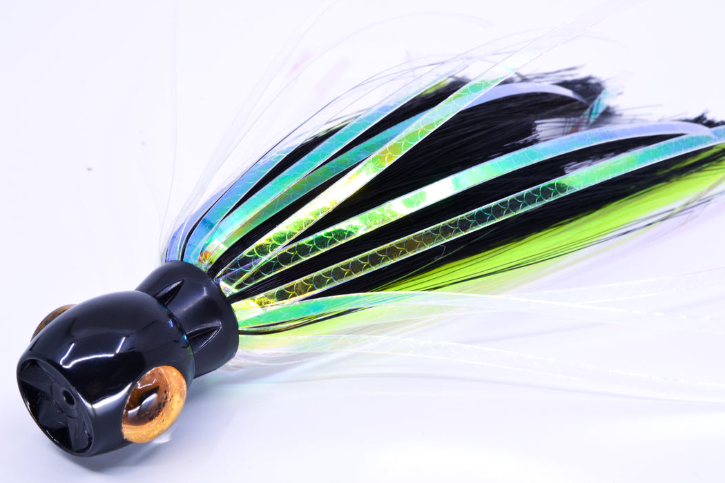 Iland Lures Black-Chart-Crystal Flash Hair Black Head Sea Star 6.75" 1.5oz SS705FS-BK/CH/CY