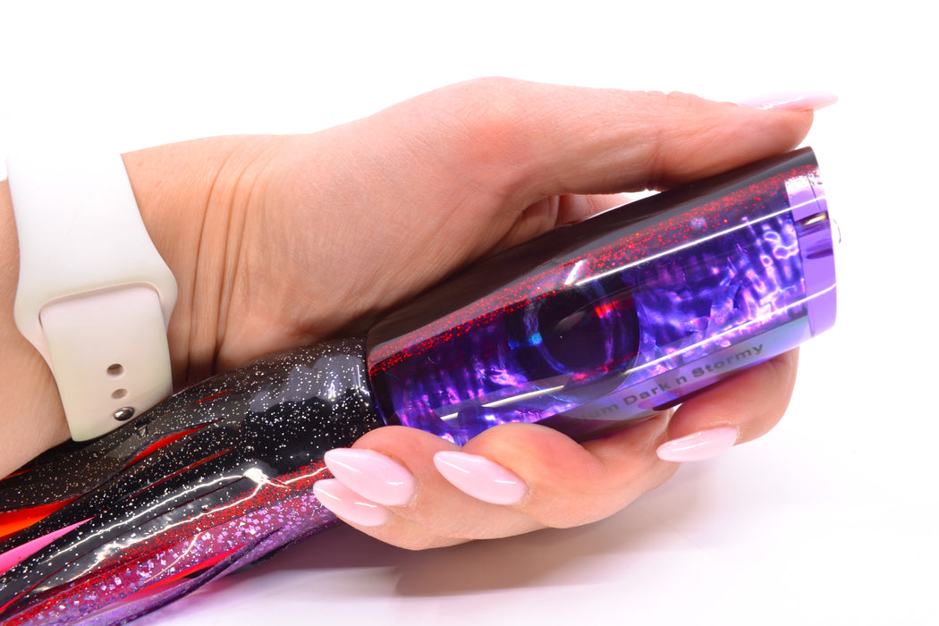 Moyes Lures Purple Awabi Black-Red Back Medium Dark-N-Stormy 12" 8.5oz Skirted