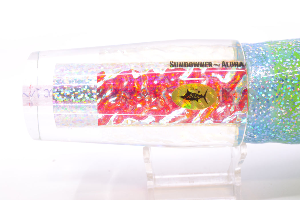 Aloha Lures Silver Rainbow Ice Dichro Sundowner 14" 11.5oz Skirted Ice Blue/Rainbow