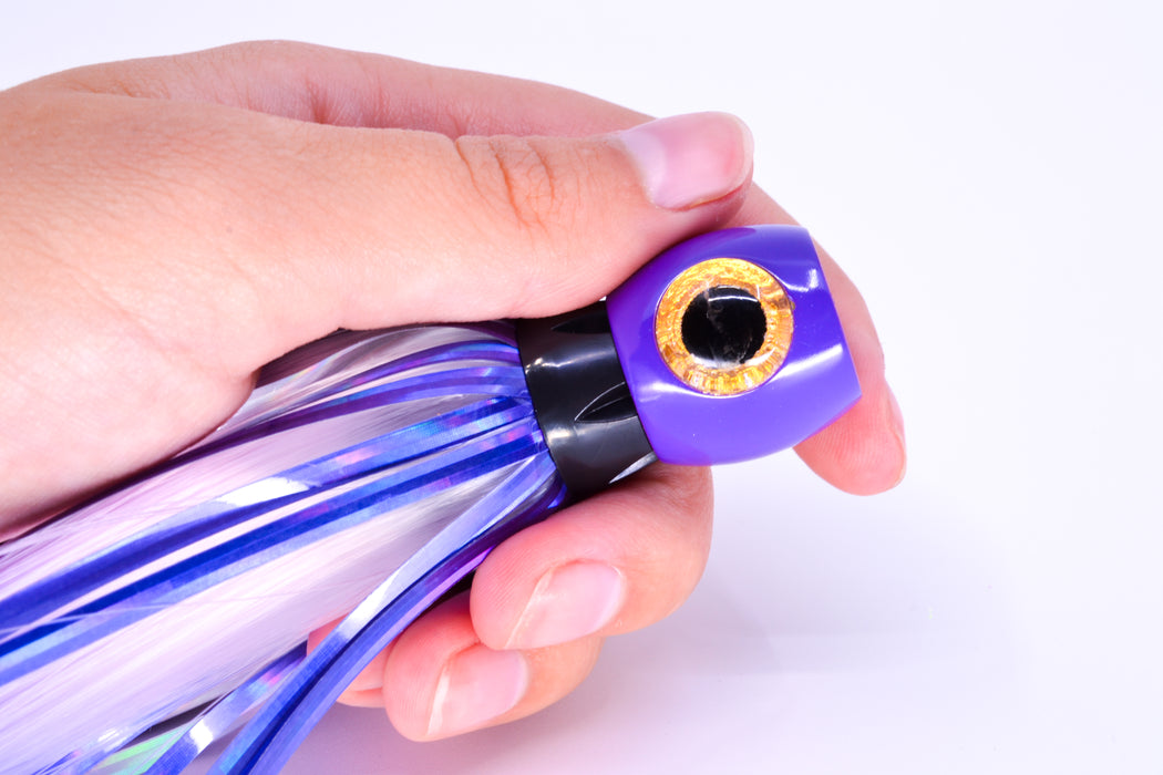 Iland Lures White-Black-Purple Flash Hair Purple Head Sea Star 6.75" 1.5oz SS706PLF-PLC
