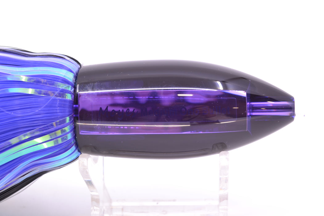 Moyes Lures Purple Mirrored Black Back Medium Ono Bullet 9" 5.5oz Skirted Black-Purple Hair