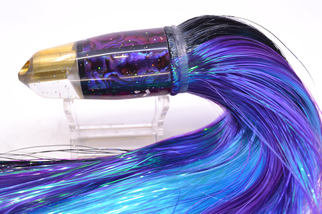 Tanigawa Lures Purple Paua 2-Hole Bullet 9"+ 8.5oz Strobez Black-Purple/Ice Blue