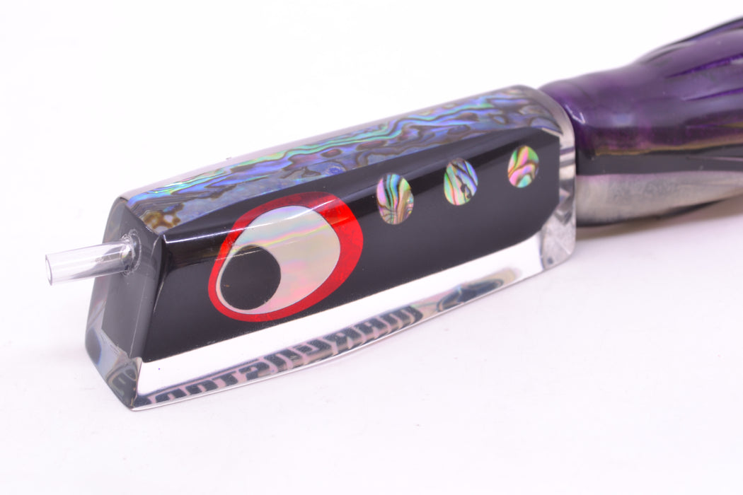 Marlinstar Black-Paua Shell Dots Lead Medium Tomahawk FMJ 9"+ 11.4oz Skirted Skipjack GZE
