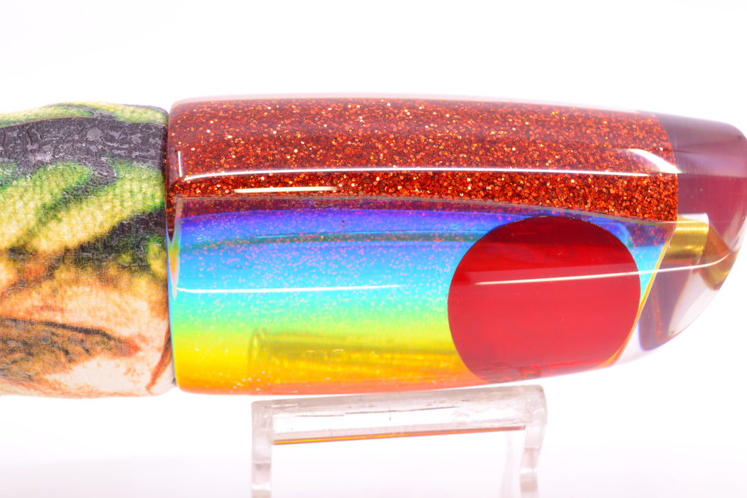 Koya Lures Orange Rainbow Red Eyes Medium Poi Dog 14" 10oz ALV Vinyl Mackerel