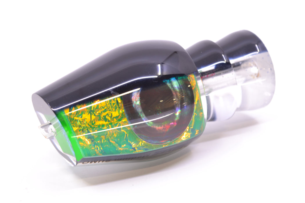 Moyes Lures Green-Orange Dichro Black Back Taxi Eyes Medium Sumo 12" 3.7oz