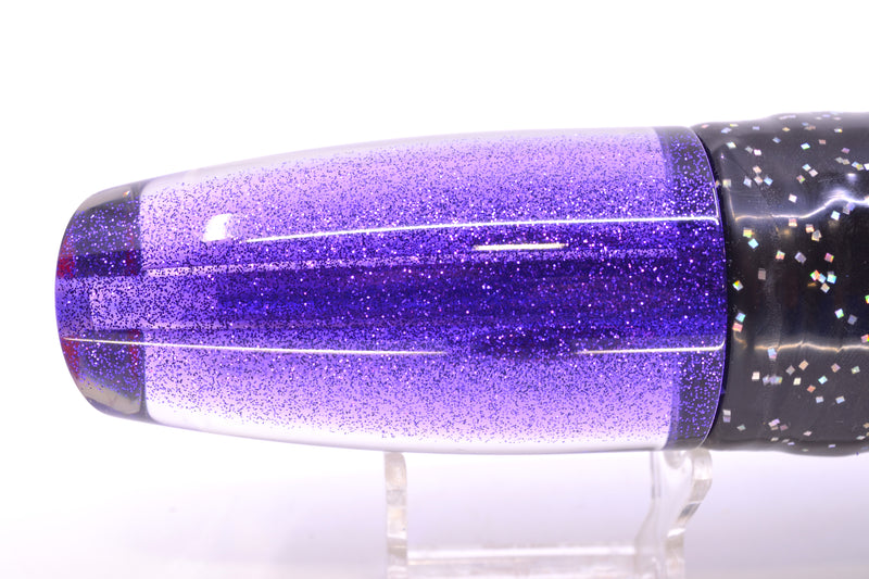 TANTRUM Lures White MOP Purple Back XL Plunger 14" 12oz Skirted Black/Purple