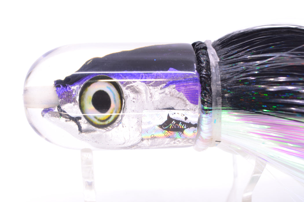 Aloha Lures Black-Purple Back Purple Fins Magic Malolo 9" 4oz Strobez Black-White