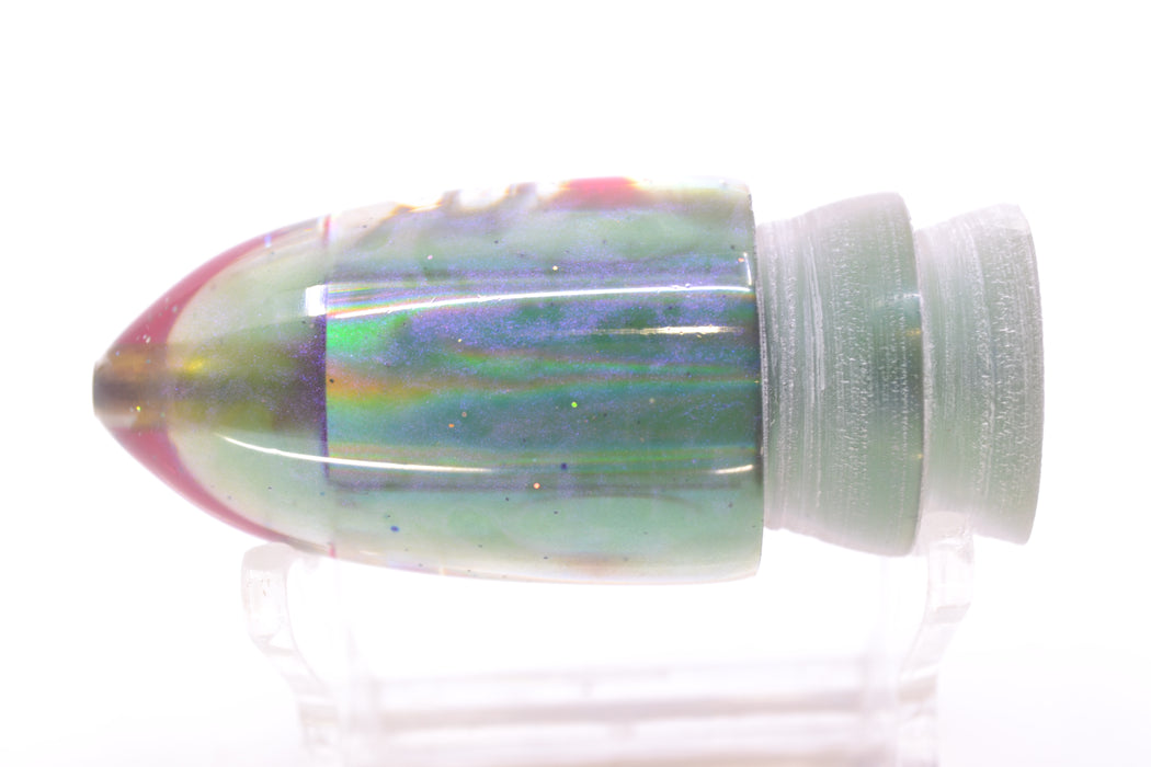 Bomboy Lures White Abalone Green Back Black-Red Eyes Baby Bomb 9" 2.8oz
