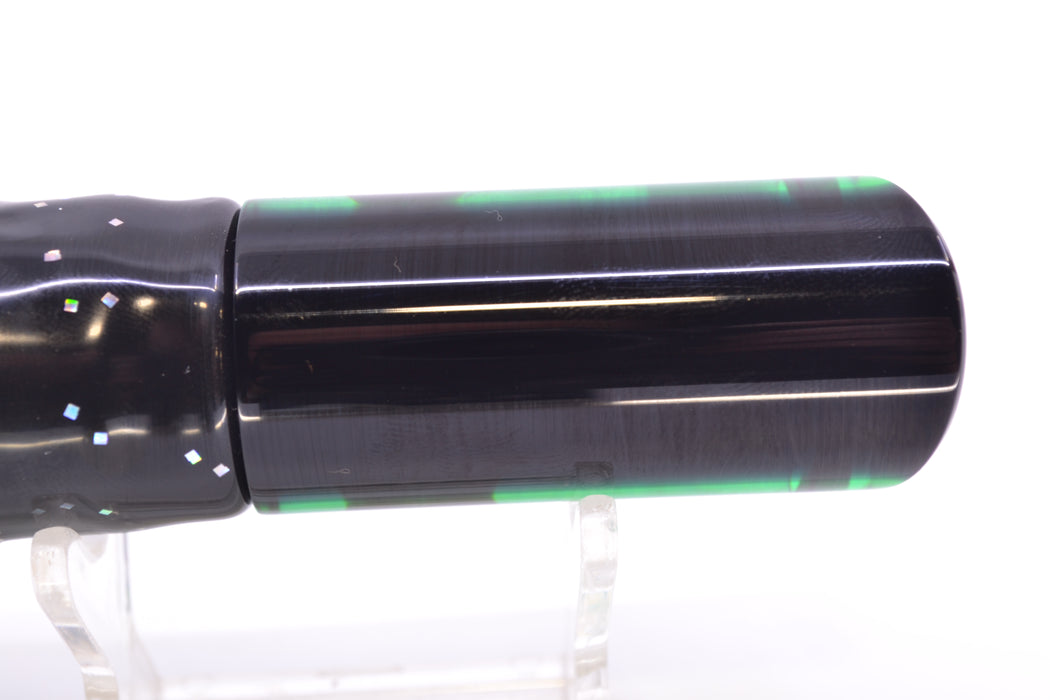 Moyes Lures Green MOP Black Back Taxi Eyes Small Pipe Bomb 9" 4oz Skirted Black