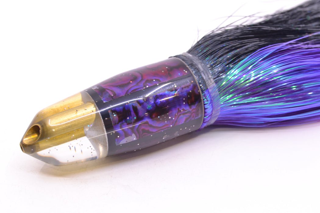 Tanigawa Lures Purple Paua 2-Hole Bullet 9"+ 8.5oz Strobez Black-Purple/Ice Blue