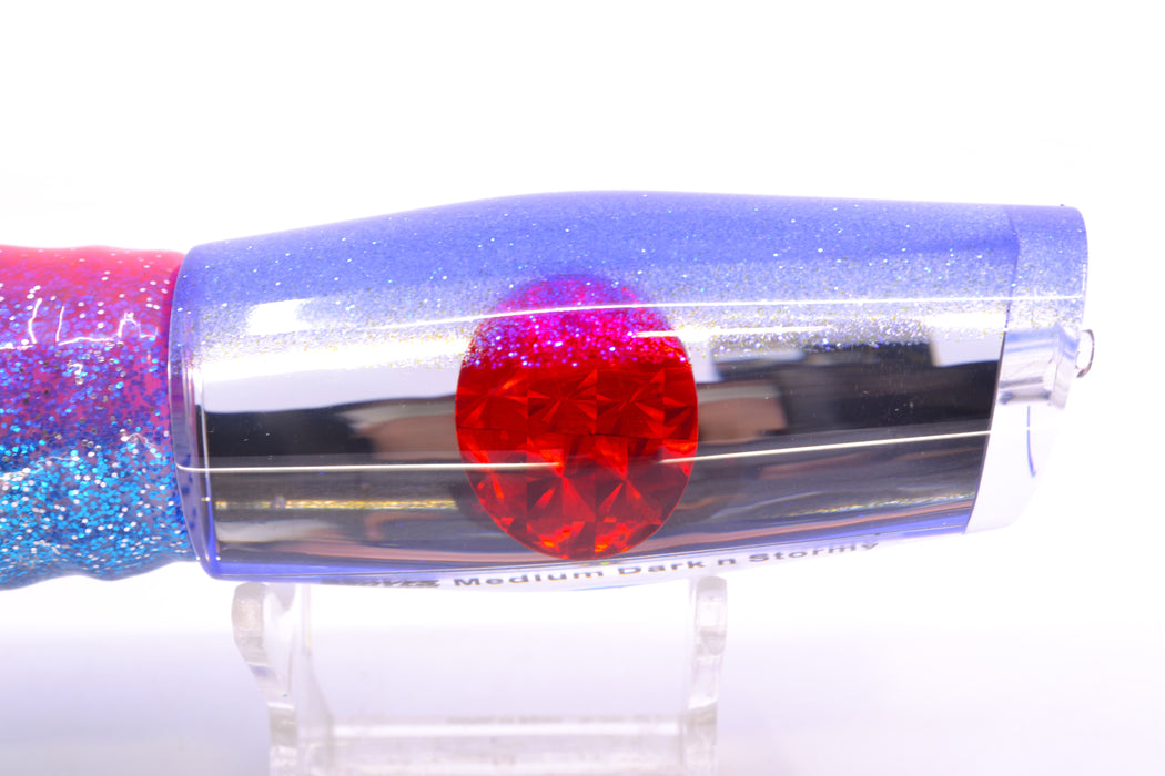 Moyes Lures Mirrored Blue Back Medium Dark-N-Stormy 12" 8.5oz Skirted Pink-Blue