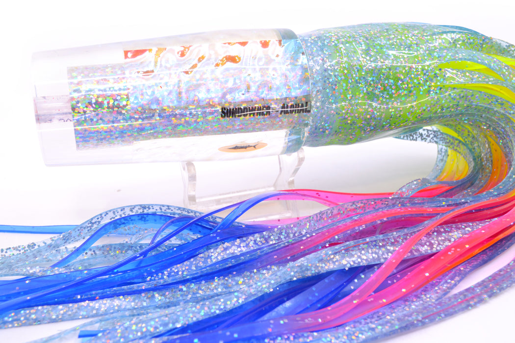 Aloha Lures Silver Rainbow Ice Dichro Sundowner 14" 11.5oz Skirted Ice Blue/Rainbow