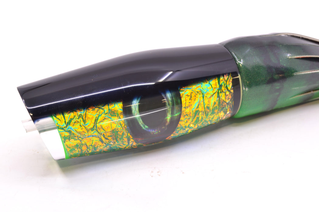 Moyes Lures Green-Orange Dichro Black Back Large Dark-N-Stormy 14" 10.3oz FT Vinyl