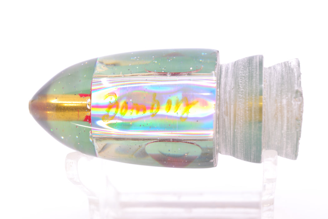 Bomboy Lures White Abalone Green Back Black-Red Eyes Baby Bomb 9" 2.8oz