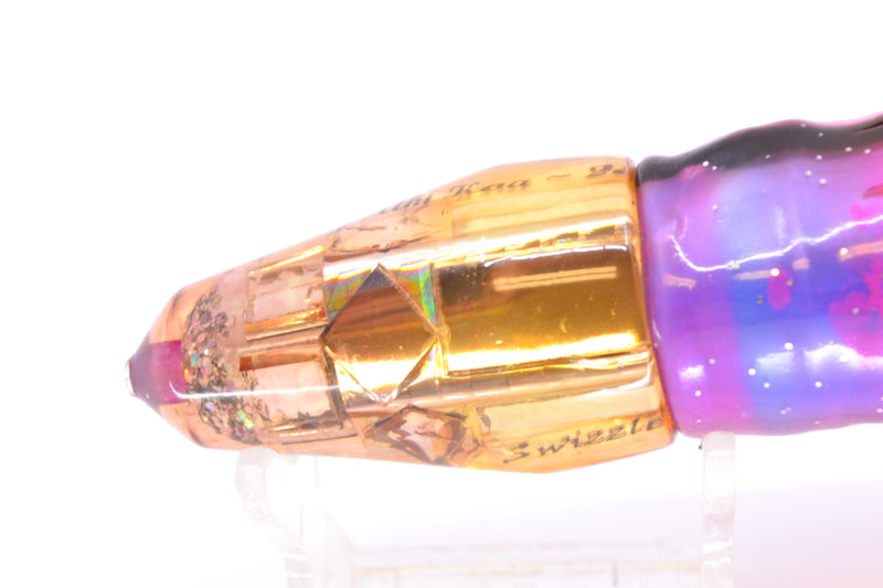 Aloha Lures RARE Gold Mirrored Swizzle Bullet 9" 4.8oz Skirted Purple-Black-Pink New Pre-Owned
