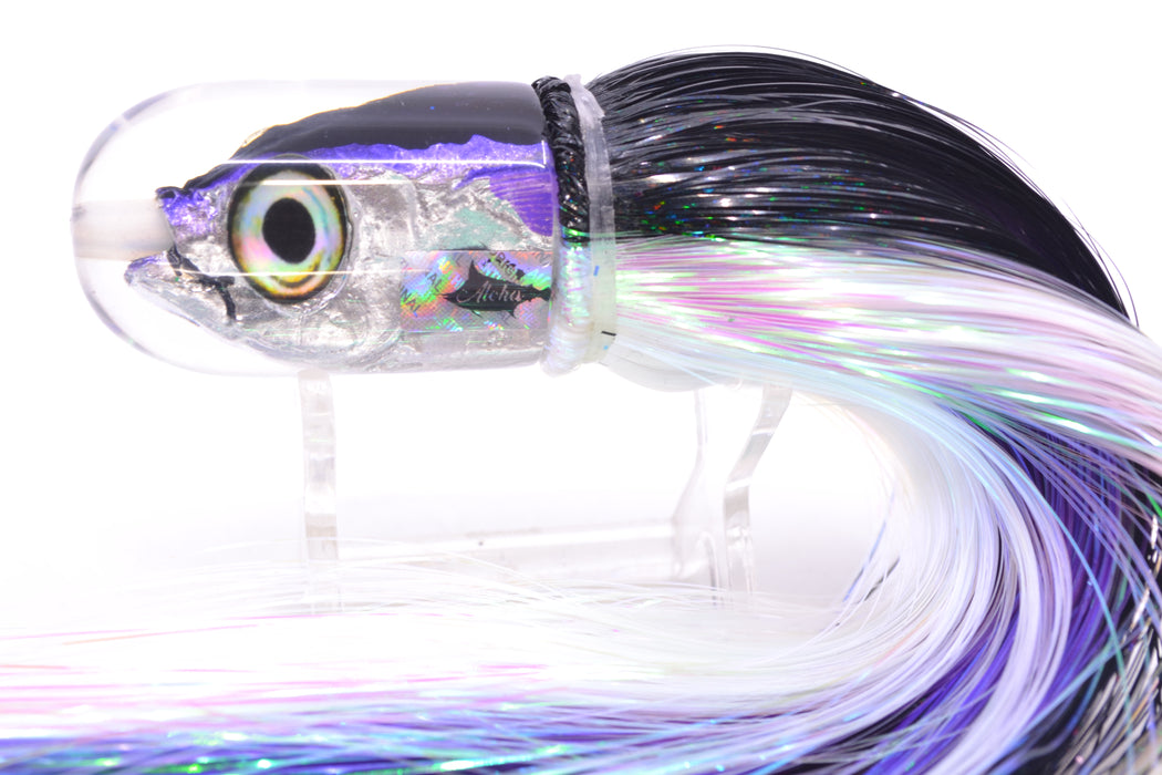Aloha Lures Black-Purple Back Purple Fins Magic Malolo 9" 4oz Strobez Black-White