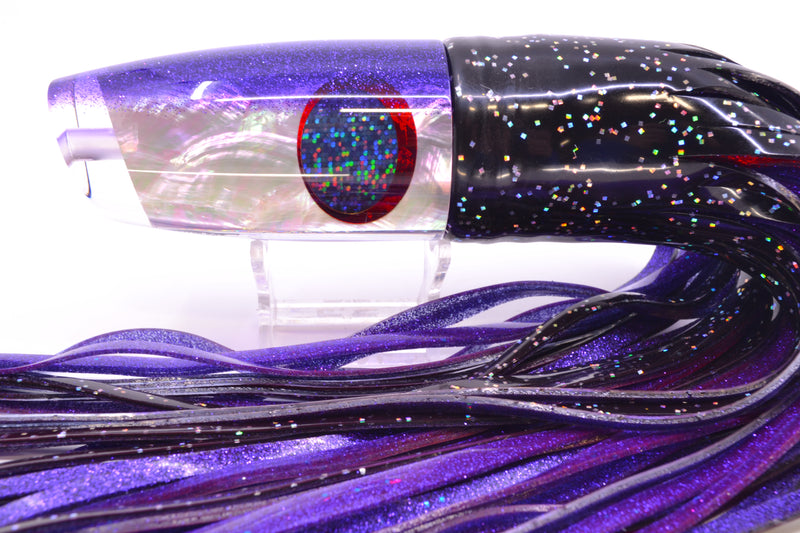 TANTRUM Lures White MOP Purple Back XL Plunger 14" 12oz Skirted Black/Purple