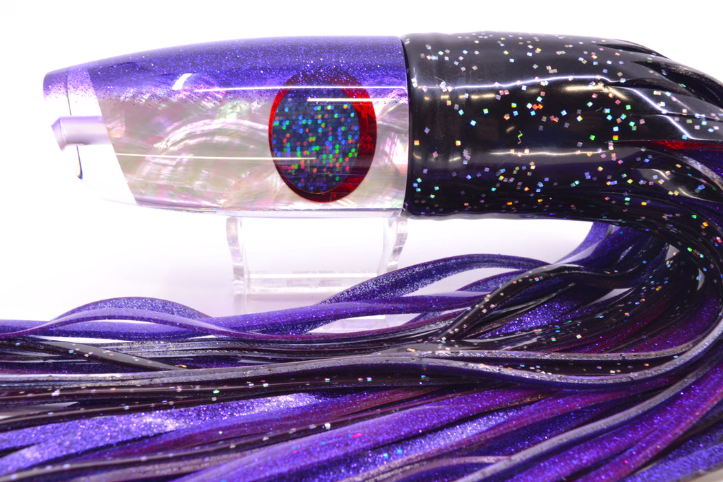 TANTRUM Lures White MOP Purple Back XL Plunger 14" 12oz Skirted Black/Purple GZE