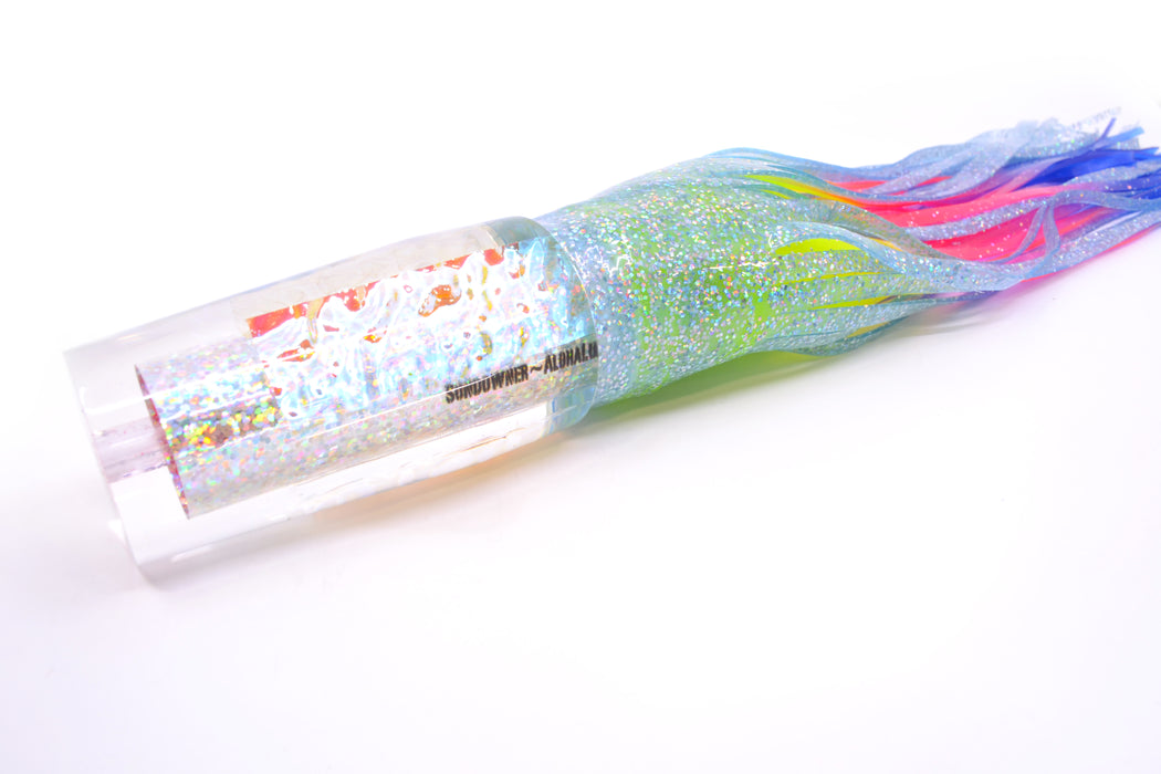 Aloha Lures Silver Rainbow Ice Dichro Sundowner 14" 11.5oz Skirted Ice Blue/Rainbow