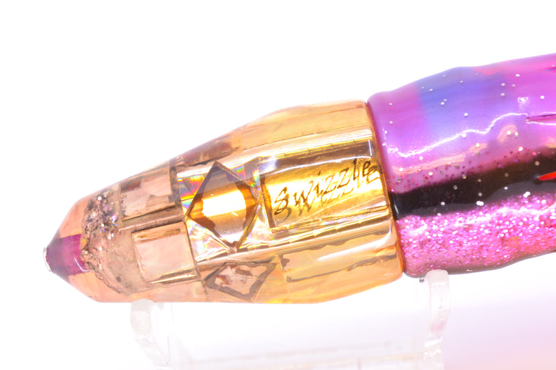 Aloha Lures RARE Gold Mirrored Swizzle Bullet 9" 4.8oz Skirted Purple-Black-Pink New Pre-Owned