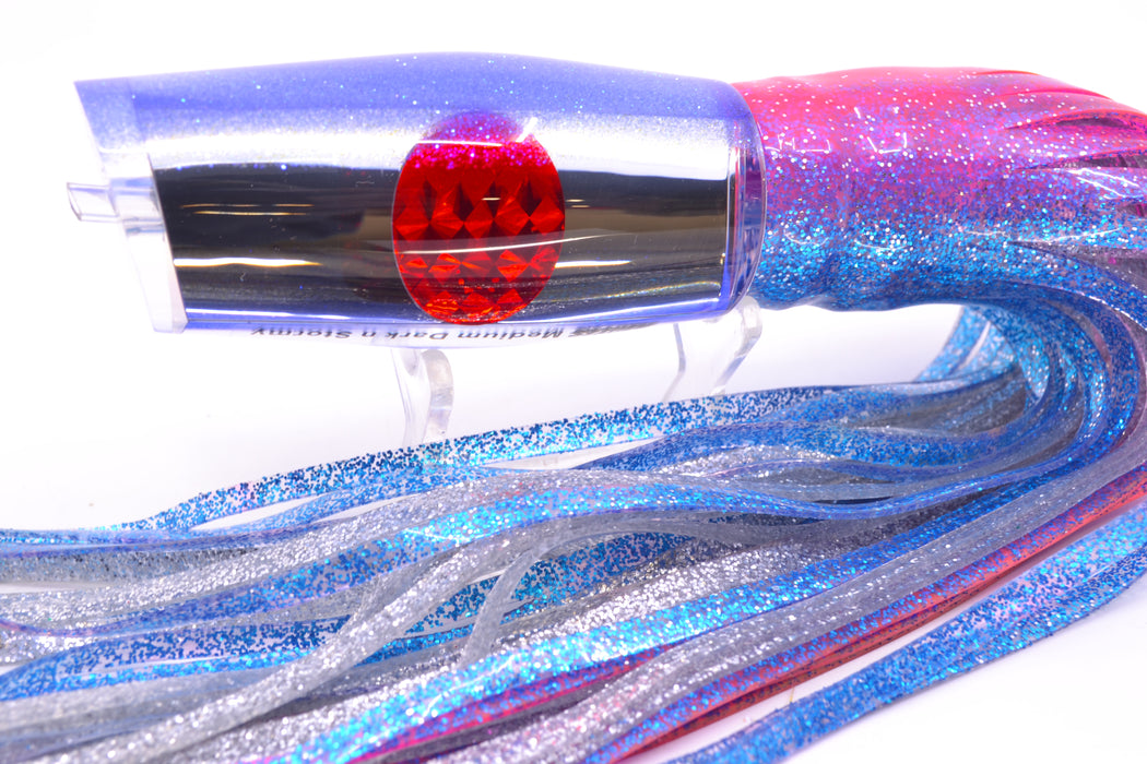 Moyes Lures Mirrored Blue Back Medium Dark-N-Stormy 12" 8.5oz Skirted Pink-Blue