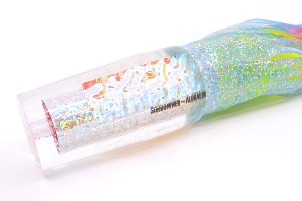 Aloha Lures Silver Rainbow Ice Dichro Sundowner 14" 11.5oz Skirted Ice Blue/Rainbow