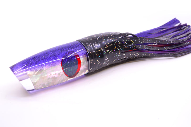 TANTRUM Lures White MOP Purple Back XL Plunger 14" 12oz Skirted Black/Purple