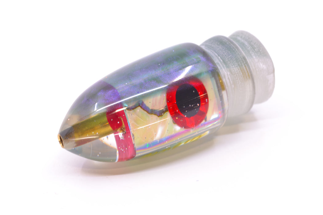 Bomboy Lures White Abalone Green Back Black-Red Eyes Baby Bomb 9" 2.8oz