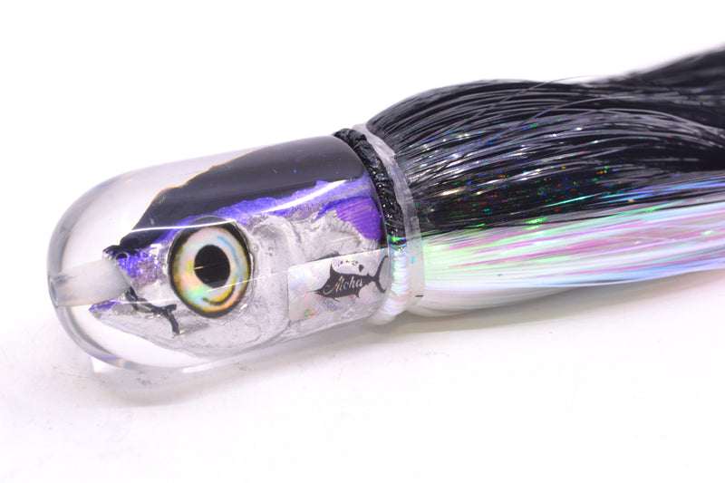 Aloha Lures Black-Purple Back Purple Fins Magic Malolo 9" 4oz Strobez Black-White