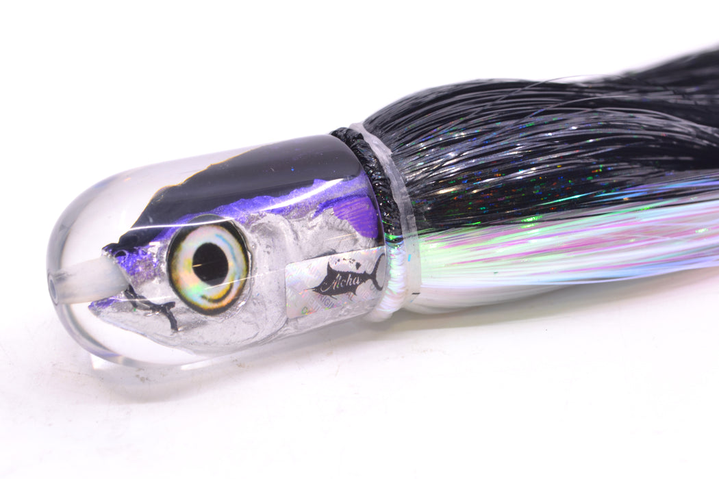 Aloha Lures Black-Purple Back Purple Fins Magic Malolo 9" 4oz Strobez Black-White