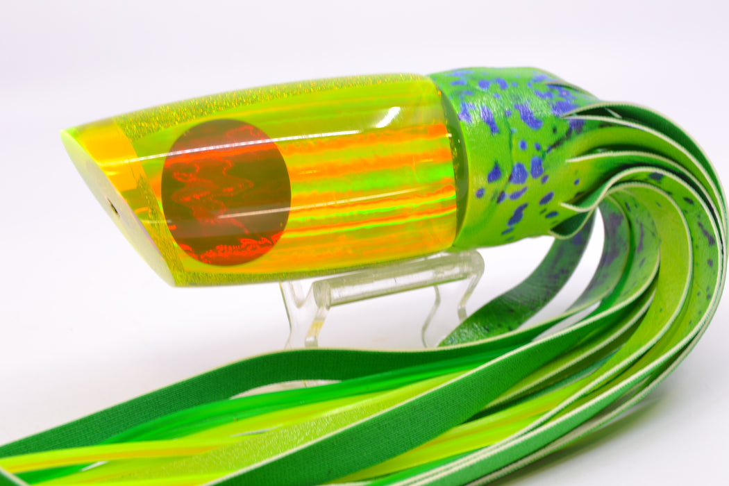 Koya Lures Chartreuse Rainbow Red Eyes Medium Poi Dog 14" 10oz ALV Vinyl Mahi