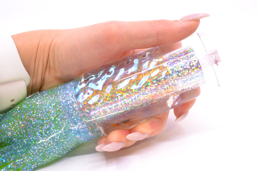 Aloha Lures Silver Rainbow Ice Dichro Sundowner 14" 11.5oz Skirted Ice Blue/Rainbow