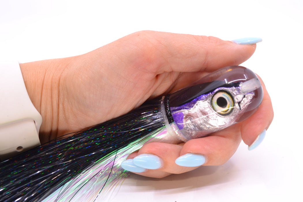 Aloha Lures Black-Purple Back Purple Fins Magic Malolo 9" 4oz Strobez Black-White