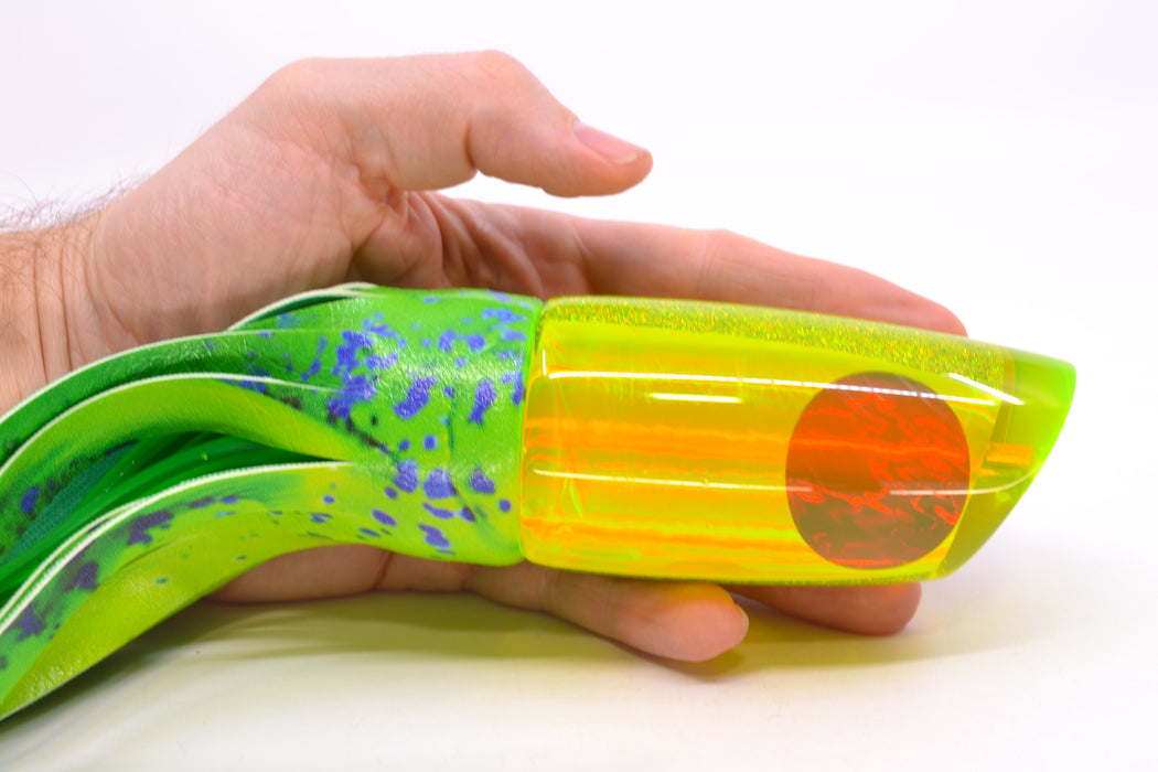 Koya Lures Chartreuse Rainbow Red Eyes Medium Poi Dog 14" 10oz ALV Vinyl Mahi