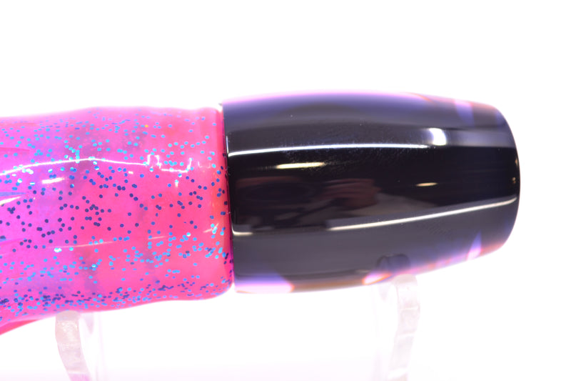 Moyes Lures Rainbow MOP Black-Pink Back Taxi Eyes Small J-Boy 9" 3.5oz Skirted Pink/Blue