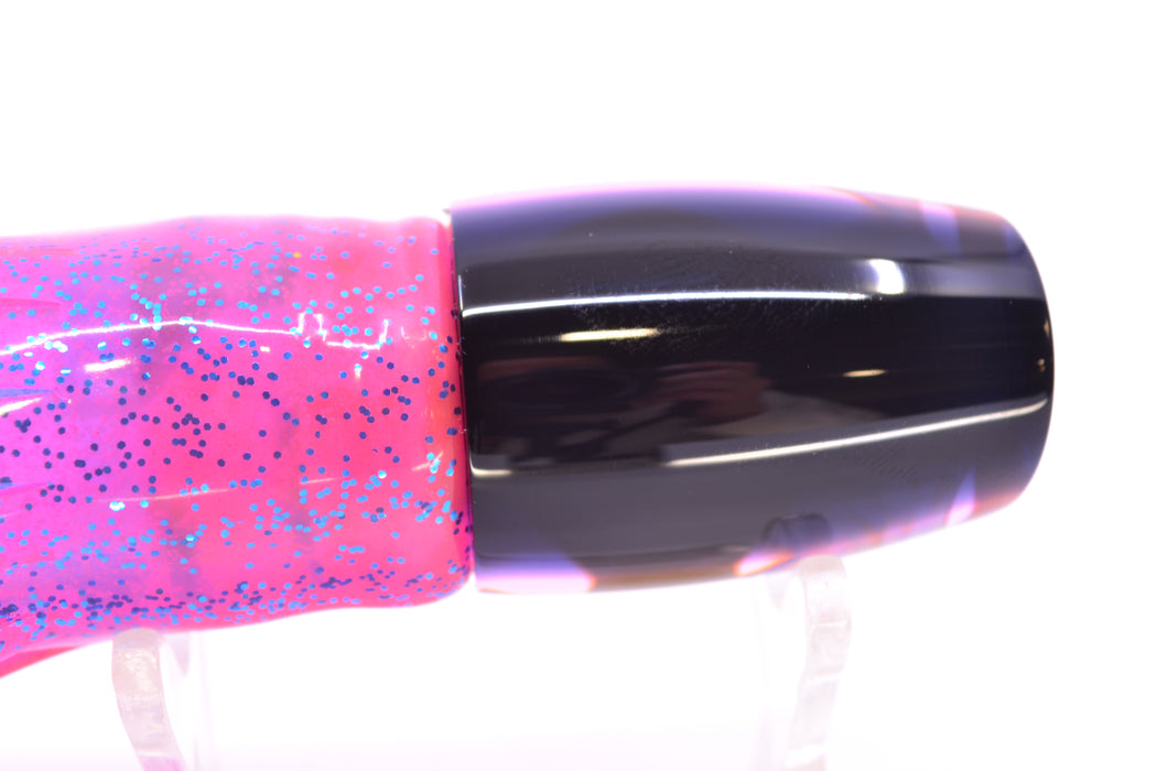 Moyes Lures Rainbow MOP Black-Pink Back Taxi Eyes Small J-Boy 9" 3.5oz Skirted Pink/Blue