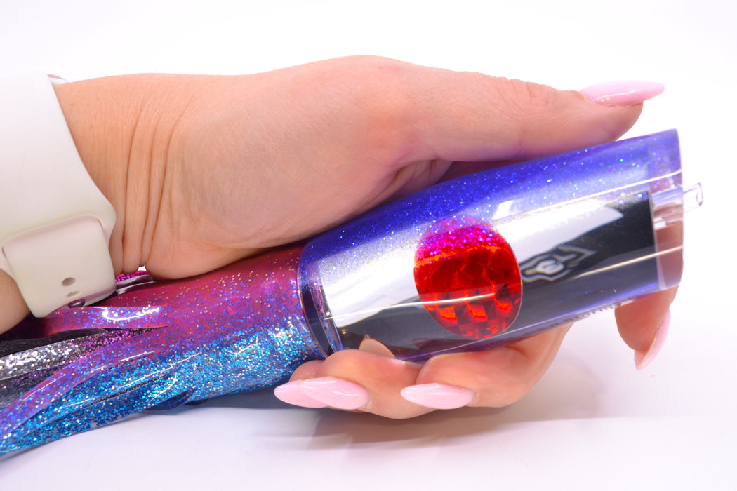 Moyes Lures Mirrored Blue Back Medium Dark-N-Stormy 12" 8.5oz Skirted Pink-Blue