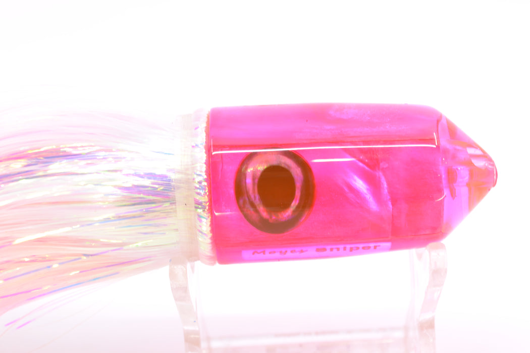 Moyes Lures Pink MOP 2-Hole Small Sniper Jet 9" 5.7oz Flashabou White/Pink GZE