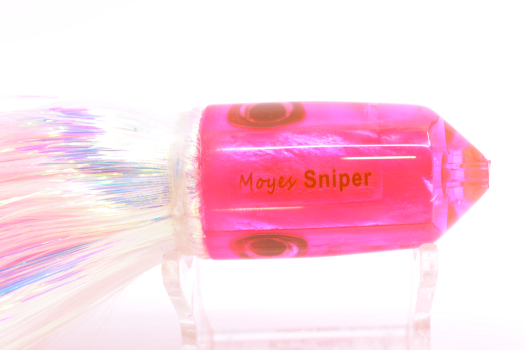 Moyes Lures Pink MOP 2-Hole Small Sniper Jet 9" 5.7oz Flashabou White/Pink GZE