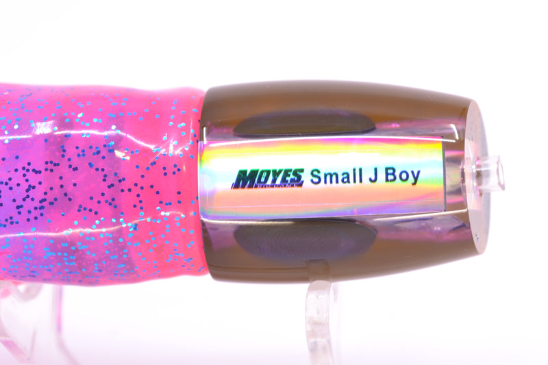 Moyes Lures Rainbow MOP Black-Pink Back Taxi Eyes Small J-Boy 9" 3.5oz Skirted Pink/Blue
