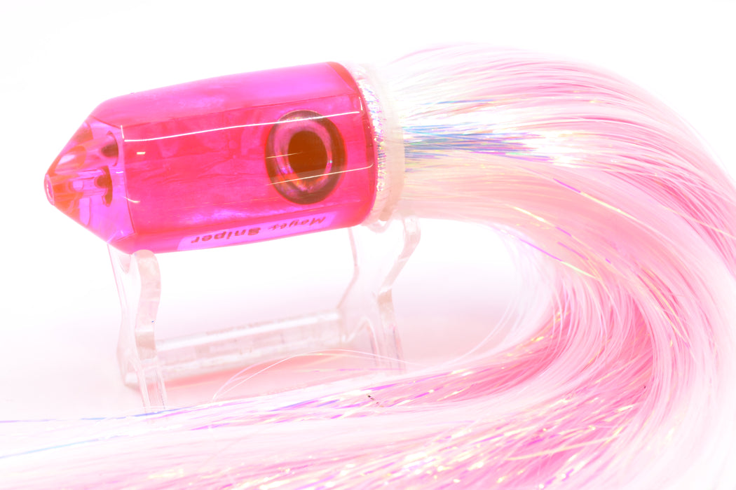 Moyes Lures Pink MOP 2-Hole Small Sniper Jet 9" 5.7oz Flashabou White/Pink GZE