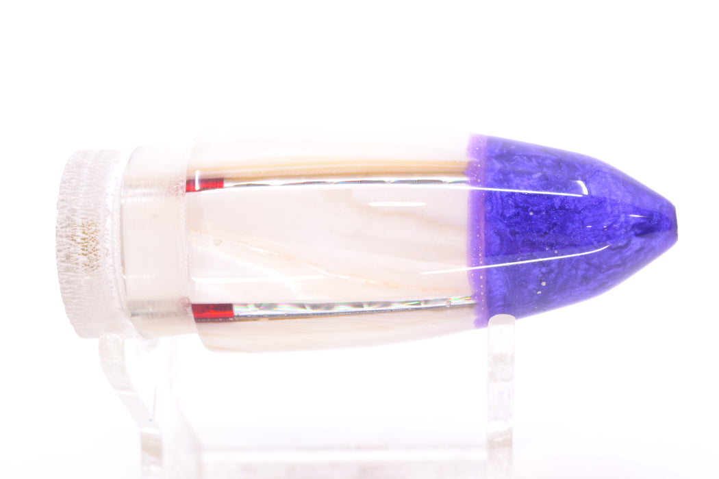 Crampton Baits Real White MOP Purple Pearl Tip Bullet 7" 3.5oz