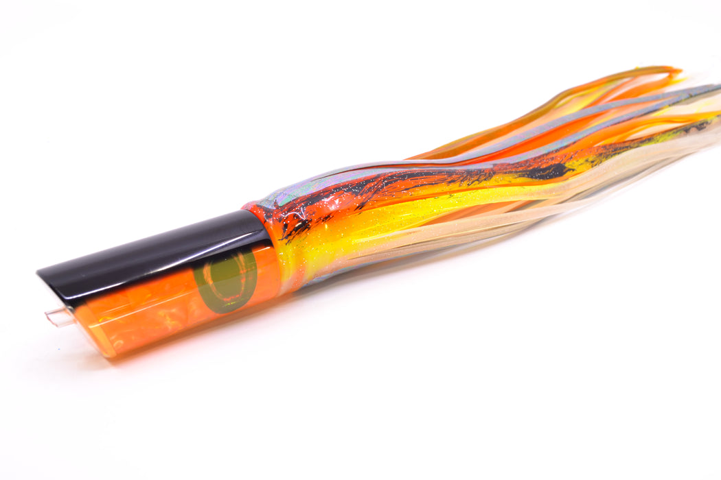 Moyes Lures Orange Awabi Black Back Taxi Eyes Small Pipe Bomb 9" 4oz Skirted Kajiki