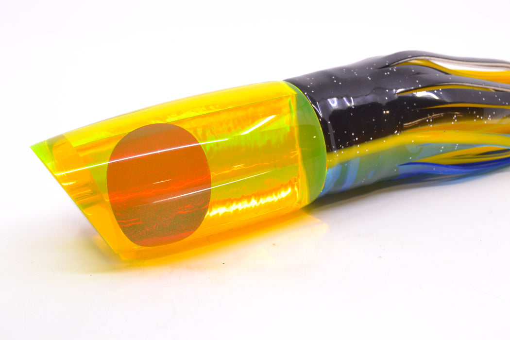 Koya Lures Chartreuse Rainbow Red Eyes Medium Poi Dog 14" 11oz Skirted Black-Yellow-Blue