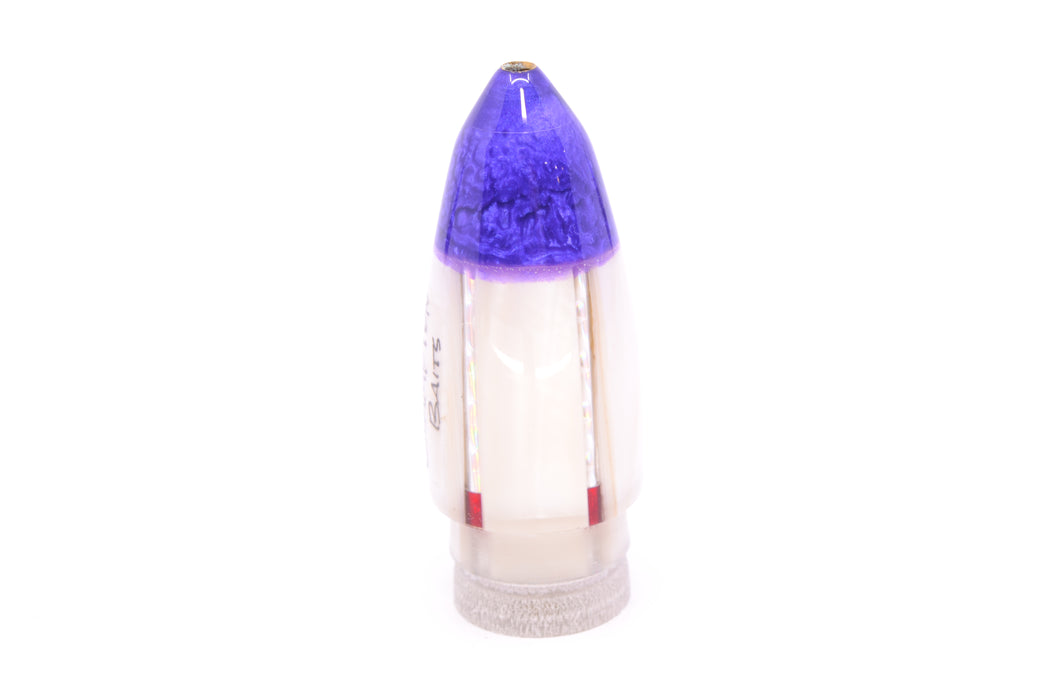 Crampton Baits Real White MOP Purple Pearl Tip Bullet 7" 3.5oz