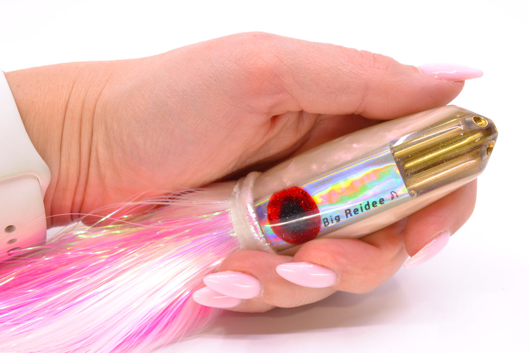 Big Reidee Silver Rainbow Pink-Gold Chameleon Back/Belly 4-Hole Bullet 9" 6oz Strobez