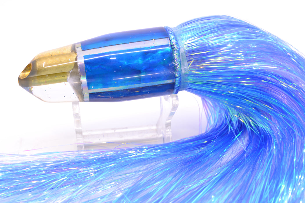 Tanigawa Lures Blue MOP 2-Hole Bullet 9"+ 8.5oz Flashabou Blue/White GZE