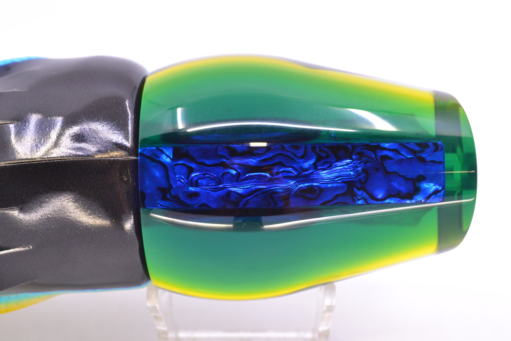 Moyes Lures Yellowfin Paua-MOP Blue-Yellow Back XL Sumo 16" 16.4oz FT Vinyl Tuna