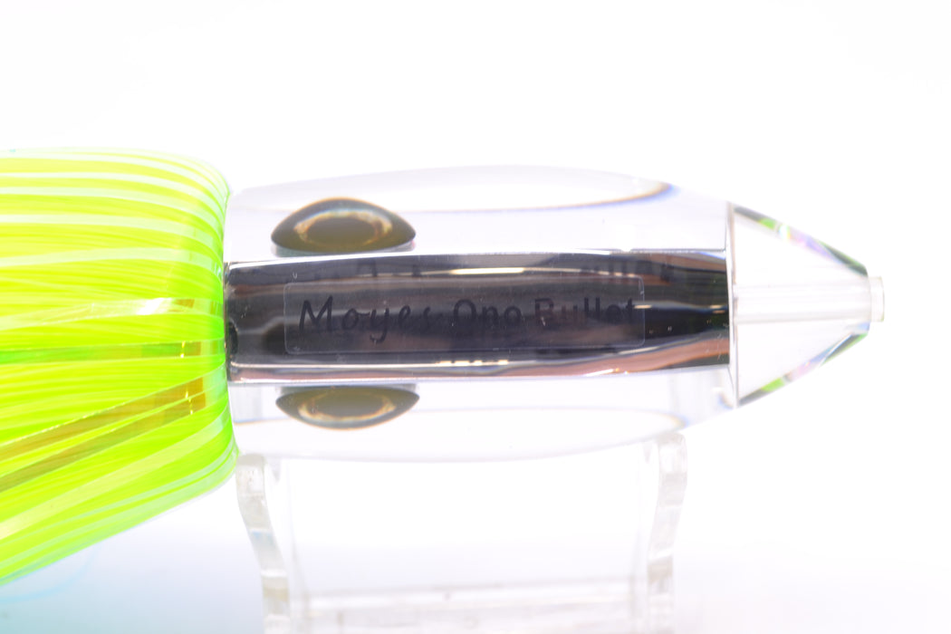 Moyes Lures Clear Mirrored Medium Ono Bullet 9" 5.5oz Skirted Ice Blue-Chartreuse Hair